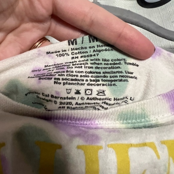 Jimi Hendrix Tie Dye Purple Green White Long Sleeve Graphic Shirt Medium - Picture 7 of 8